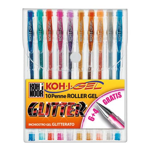 Penne gel KOH-I-NOOR assortiti 0,7mm con conf. da 10 - NAGP10S