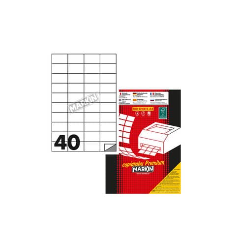 Etichette bianche MARKIN Copiatabu perma et./foglio - conf. 100 fogli - X210C513