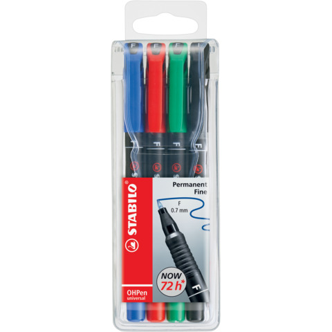 Penne Stabilo OHPen universal Fine (F) 0 astuccio da 4 - 842/4