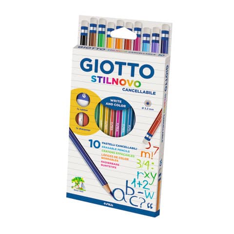 Matite colorate GIOTTO Stilnovo Cancella con maxigomma e temperino - 25680000