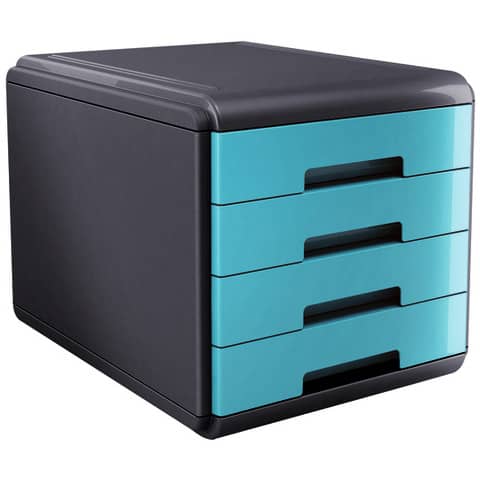 Cassettiera 4 cassetti ARDA Mydesk polis grigio/turchese - 18P4PTU