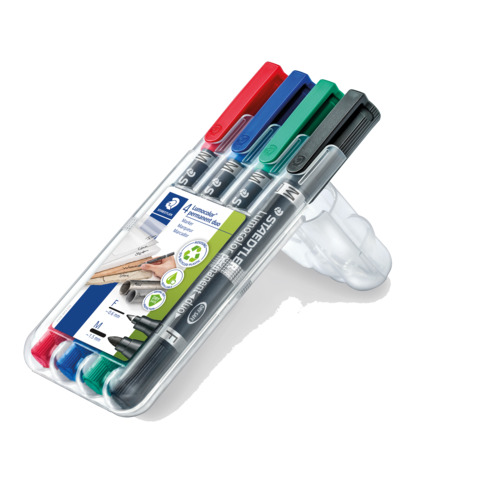 Marcatori doppia punta Staedtler Lumocol astuccio da 4 pezzi - 348 WP4