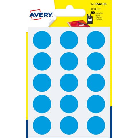 Etichette rotonde colorate AVERY blu ? 1 mano - bustina da 6 fogli - PSA19B