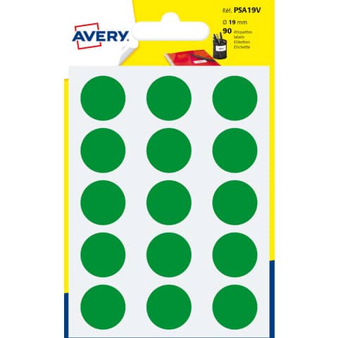 Etichette rotonde colorate AVERY verde ? mano - bustina da 6 fogli - PSA19V
