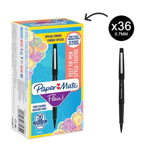 Penne punta fibra Paper Mate Flair/Nylon special pack 36 pezzi - 2077174