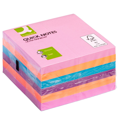 Foglietti riposizionabili Q-Connect 70 g 6 blocchetti da 80 ff - KF02515