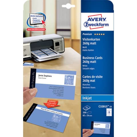 Biglietti da visita personalizzabili Ave patinati per inkjet - cf 25 ff C32015-25