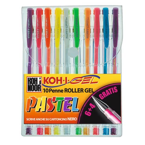 Penne gel KOH-I-NOOR 0,7mm colori pastel conf.10 - NAGP10P