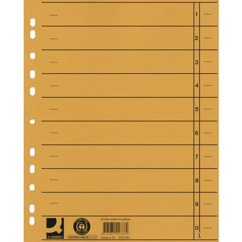 Separatore per archivio con perforazione giallo conf. da 100 - KF02787