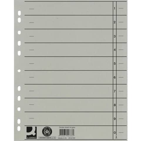 Separatore per archivio con perforazione grigio conf. da 100 - KF02789