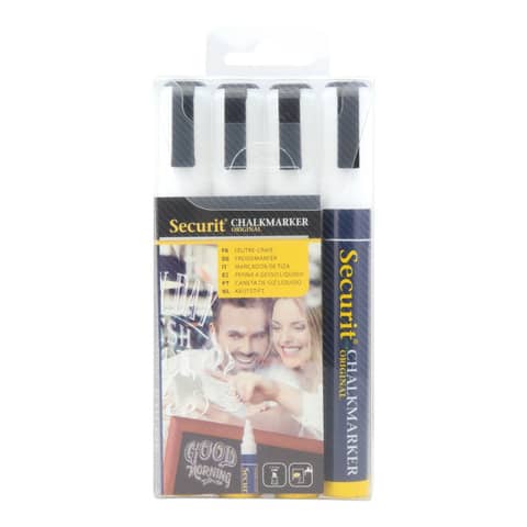 Pennarelli a gesso liquido Securit? a pu set da 4 pennarelli - SMA510-V4-WT