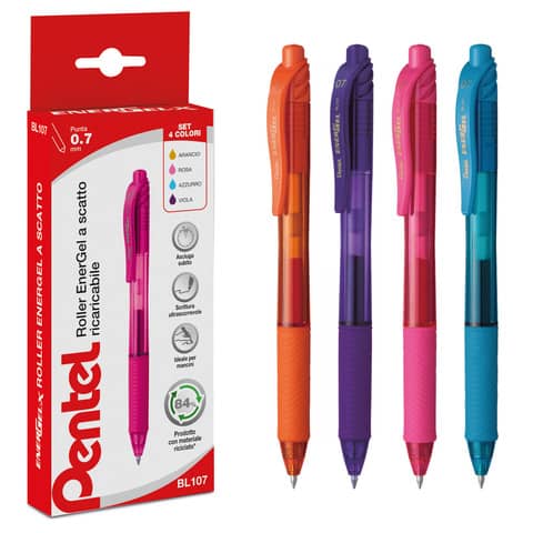 Penna roller a scatto Pentel EnerGel X 0 4 pezzi - 0100786