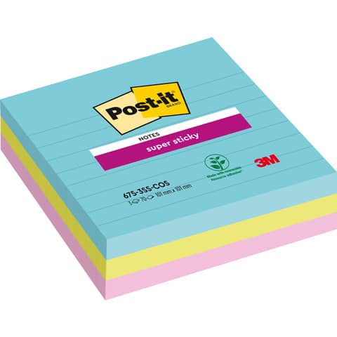 Foglietti riposizionabili Post-it? Super 3 blocchetti da 70 ff - 675-3SS COS