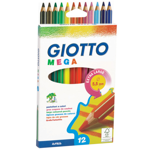 Matite colorate GIOTTO Mega assortiti astuccio da 12 - F225600