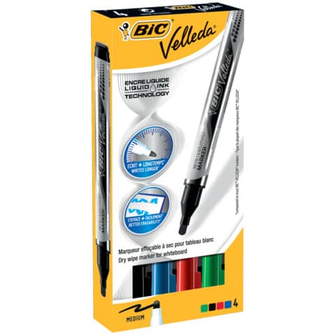 Marcatori per lavagne bianche BIC Velled 4,2 mm assortiti astuccio da 4 - 902094