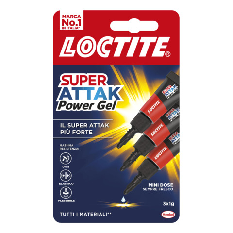 Colla Loctite Super Attak Power gel Mini Blister da 3 tubetti da 1 g - 3069649