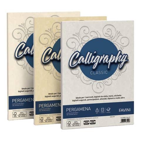 Carta pergamena FAVINI Calligraphy per l g/m? A4 sabbia 02 50 fogli - A69U084