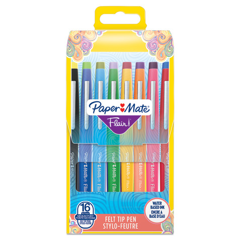 Penne punta fibra Paper Mate Flair/Nylon set da 16 - 2061394