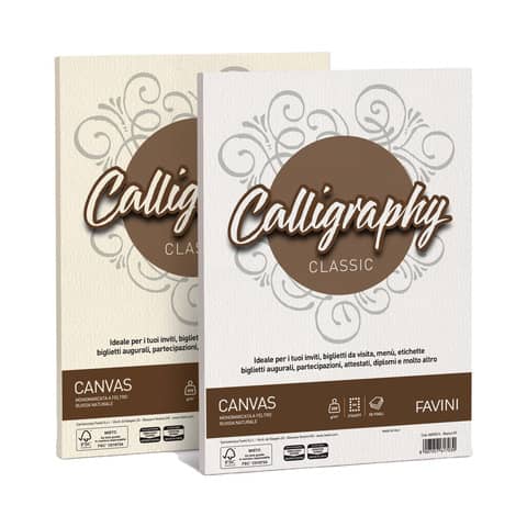 Carta canvas FAVINI Calligraphy per lett g/m? A4 bianco 01 50 fogli - A690214