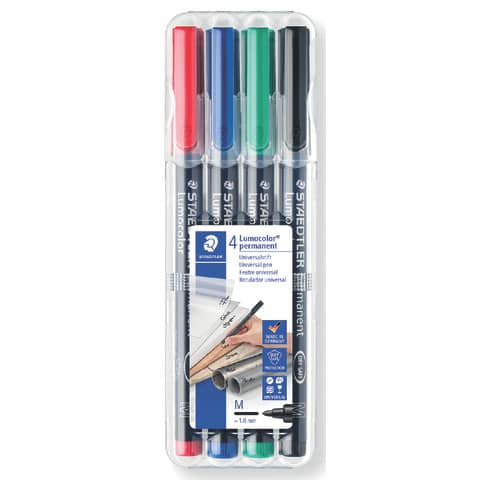 Penne a punta sintetica Staedtler Lumoco astuccio da 4 pezzi - 317 WP4