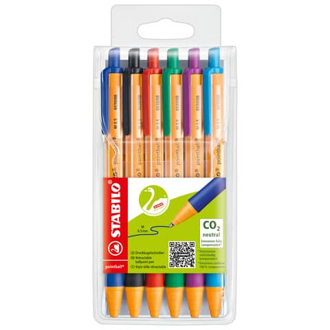 Penne a sfera a scatto Stabilo Pointball astuccio da 6 - 6030/6