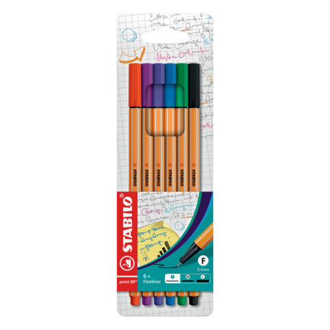 Fineliner Stabilo Point 88 0,4 mm assort astuccio da 6 - 88/6
