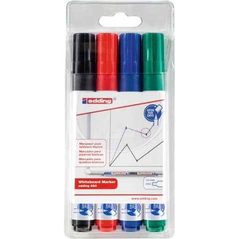 Marcatori per lavagne bianche edding 660 confezione da 4 -E-660/4S